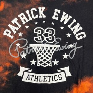 Ewing Athletics Patrick Ewing 33 Men 3X Black Orange Bleach Wash Graphic T-Shirt